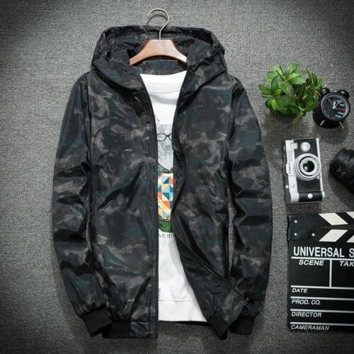 2020 New Spring Coat Mens Camouflage Cotton Korean Youth Hooded Casual Bomber Jacket Fashion Mens Clothes Big Size M-4XL