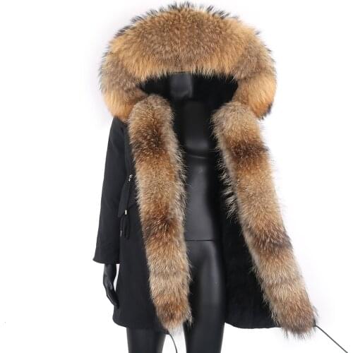 2021 Long Waterproof Parka Winter Jacket Men Real Fur Coat Natural Raccoon Fox Fur Outerwear Streetwear