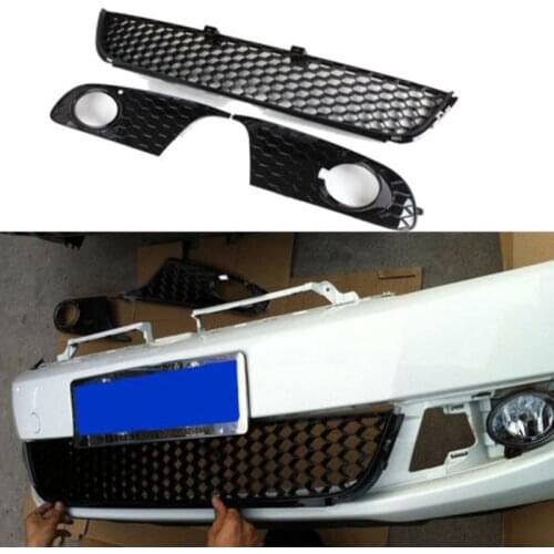 Front Bumper Grille Mesh Grill Fog Light Cover Three-piece Suit for VW Golf 6 MK6 Non-GTI 2009 2010 2011 2012 2013