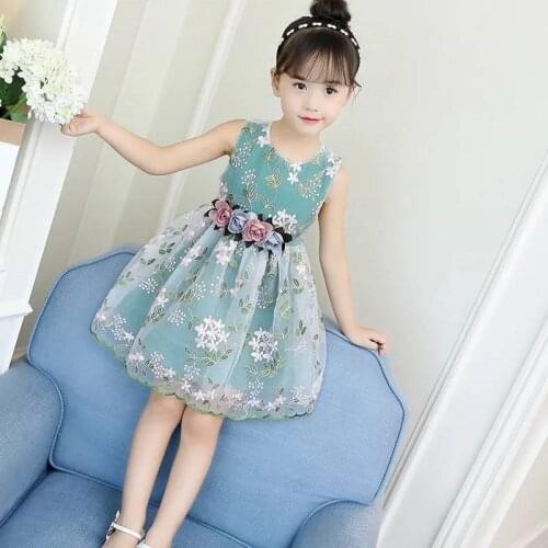 Girls Dress Summer New Childrens Clothes Girls Dress School Kids Embroidered Princess Dress Baby Clothes 4 6 8 10 12 Ages