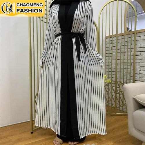 Ramadan Eid Abaya Dubai Arabic Kaftan Kimono Striped Cardigan Muslim Fashion Hijab Dress Turkish Islam Clothing For Women Caftan