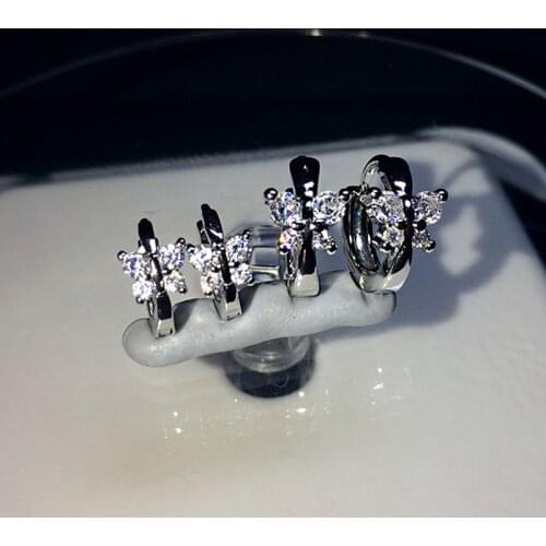 2 size Tiny Butterfly Zirconia Crystal Hoop Earrings Loop Huggies Earring Party Jewelry Accessories Gifts for Women Girls