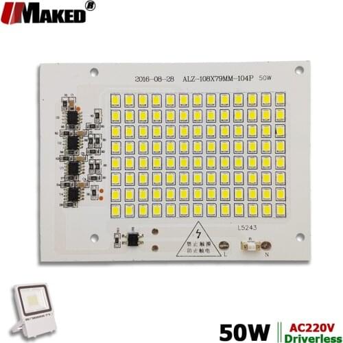 AC220V LED PCB 50W 108x78mm 4500lm LED Floodlight Module Aluminum plate White/Warm SMD2835 Smart IC Driver For Spotlight Lamps