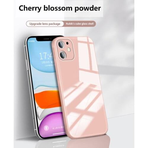 Ultra-thin Cute Plain Mirror Tempered Glass Phone Case For iPhone 12 11 Pro max SE XSmax XR X 8 7 Plus Camera Protection Cover