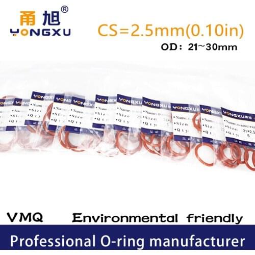 10PCS/lot Red Silicon O-ring Silicone CS2.5mm Thickness OD21/22/23/24/25/26/27/28/29/30/31*2.5mm O Ring Seal Rubber Gasket Rings