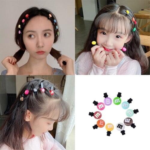 10 Pcs New Women Girls Cute Rainbow Color M Bean Hair Clips Hairstyle Side Hairpins Barrettes Headband Fashion Hair Accessories