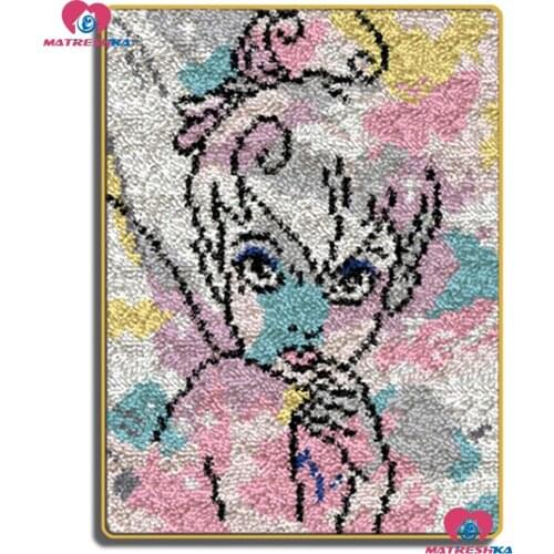 Diy Latch Hook Rug Kits DIY Needlework Unfinished Crocheting Rug Yarn Cushion Mat fairy Handicraft Embroidery tapestry kits