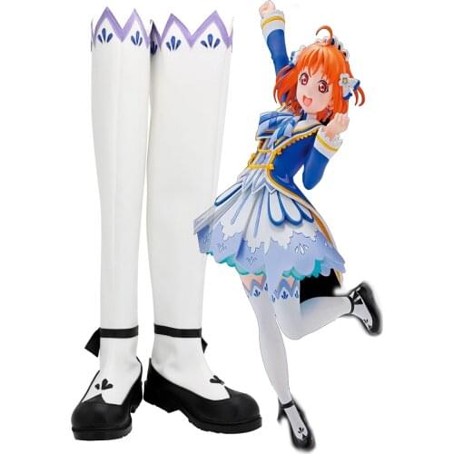 Chika Takami Shoes Cosplay Love Live Sunshine Brightest Melody Takami Chika Cosplay Boots White Shoes Custom Made Any Size