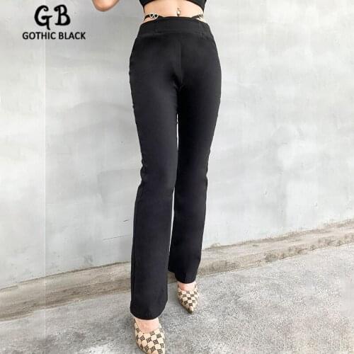 Gothic Black Vintage Women High Waist Velvet Stripe Skinny Leg Pants 2020 Spring Goth Female Streetwear Dark Elasticity Trousers