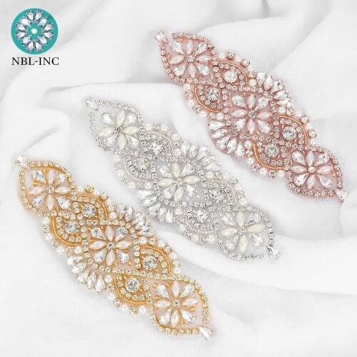 10pcs) Wholesale bridal hand beaded sewing silver crystal rhinestone applique for wedding dresses WDD0017