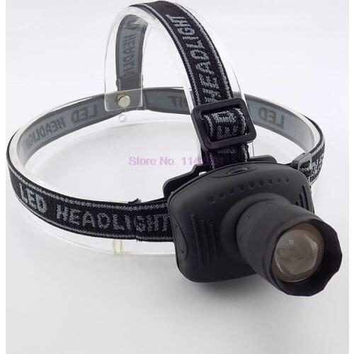 100pcs LED Head Torch HeadLight Zoomable Lamp Frontale Lantern Flashlight High Bright Adjustable Headlamp 3-Mode Light