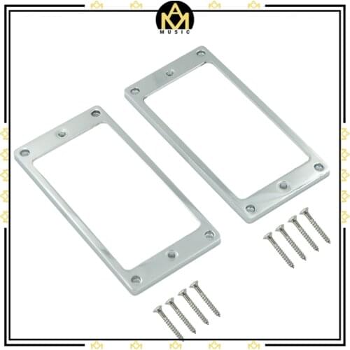 2Pcs Silver Metal Humbucking Ring Set Curved Chrome Electric Guitar Humbucker Pickup Frame Mounting Ring W/Screws Metal-Chrome