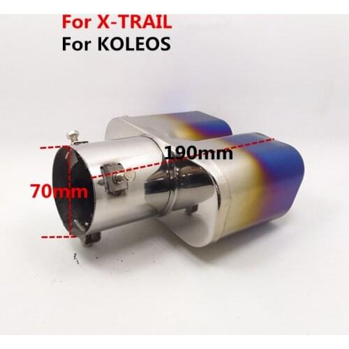 2 COLORS sport Car Exhaust tip 1 into 2 Muffler square pipe Modified Tail Pipe for X-TRAIL KOLEOS inlet 7.0cm Length 19cm