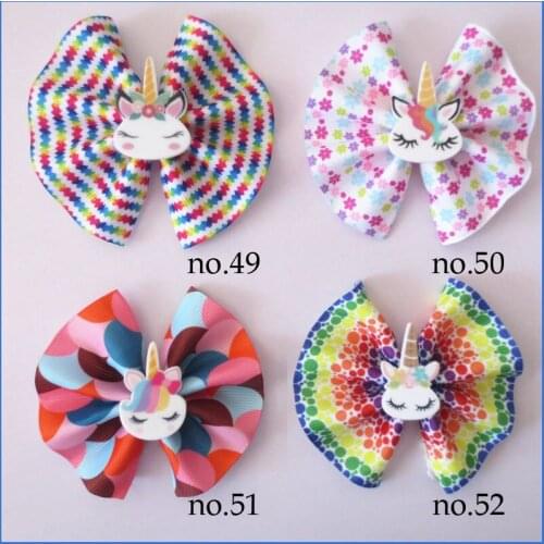 500 BLESSING Girl 3" Fan Hair Bow Clip Colorful Unicorn Accessories Wholesale