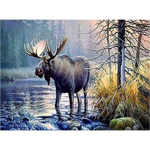 5D DIY Full Round/Square Diamond Painting Animal Moose 3D Embroidery Cross Stitch Rhinestone Mosaic Home Decor Gift Y1214