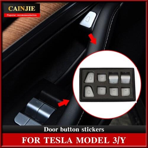 For Tesla Model 3 Accessories Door Button Stickers Model Y Window Lift Switch Button Sticker ABS Model3 2021