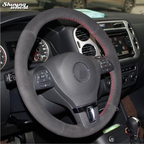 BANNIS Black Suede Car Steering Wheel Cover for Volkswagen VW Gol Tiguan Touran Jetta Mk6 Passat B7 Passat CC