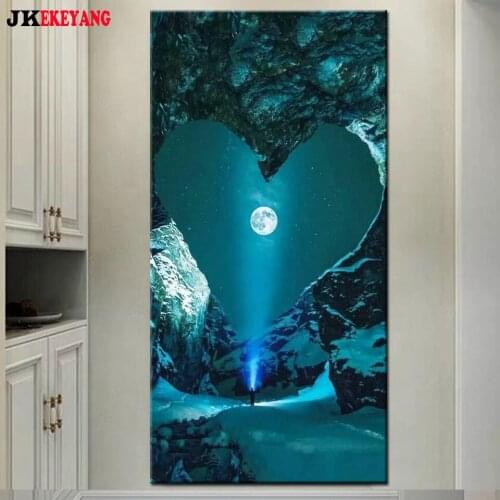 Large 5D Diy diamond painting Snow Moon Heart Shape Diamond Mosaic Rhinestone Embroidery cross stitch Y4269