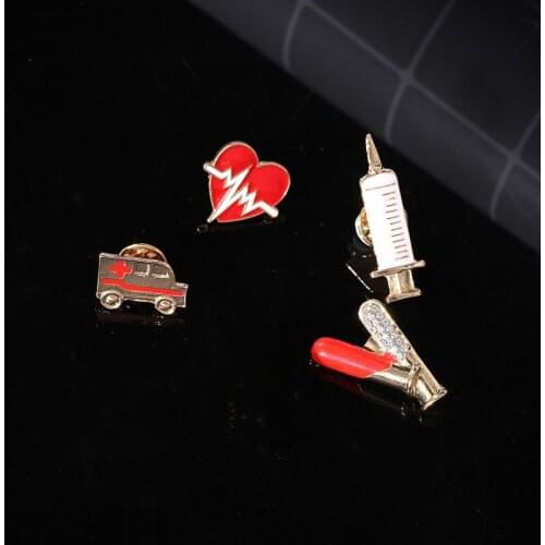 Medical Brooches Nurse Pins Enamel Colorful Stethoscope Nurse Heartbeat Shape Brooch Jewelry Cute Metal Gift for Doctor Nurse