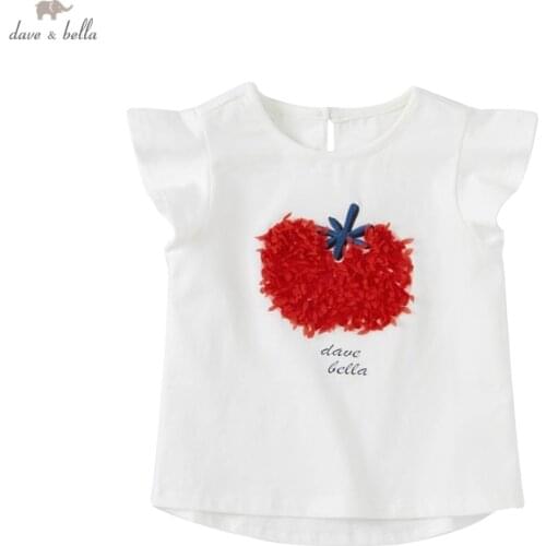 DB16867 dave bella summer baby girls cute cartoon T-shirt children tops girl kids fashion tees