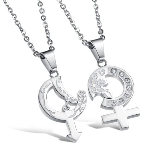 HC Fashion 3mm Stainless Steel Couples Jewelry Women Men New Homosexual Necklace Statement Couples Pendant Lover Gift Necklace T