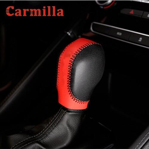 Leather Car Styling AT Gear Head Cover Shift Knob Collars Protection Covers for Renault Koleos Kadjar 2016 - 2020 Accessories