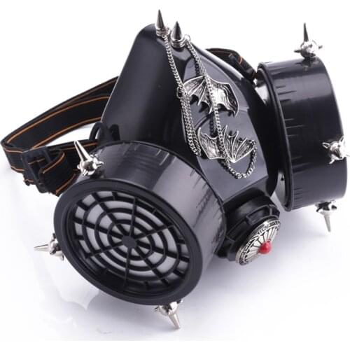 Steampunk Mask Bat Wings Chain Carnival Masks Halloween Respirator 2 Canisters 1 Valve Masks Cosplay Costume Party