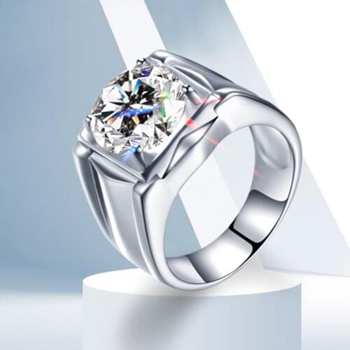 Real 925 Sterling Silver Ring Men Luxury Retro Classic Exquisite Vintage Engagement Wedding Party Gift Diamond Gentleman Jewelry