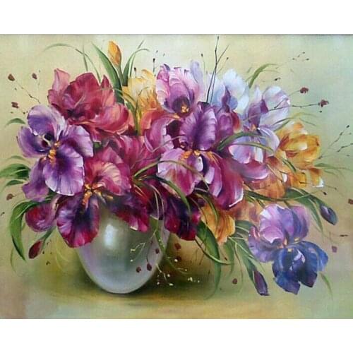 Painting By Numbers DIY Dropshipping 40x50 50x65cm Brightly colored flowers Flower Canvas Wedding Decoration Art picture Gift