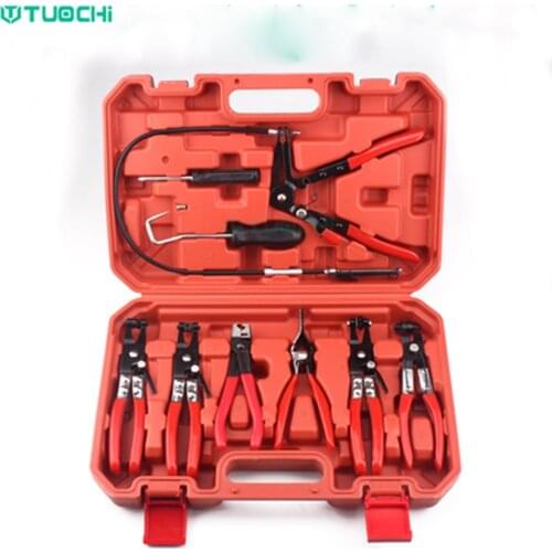 Auto Repair Hose Clamp Ring Plier Set Water Pipe Clamp Caliper Straight Throat Clamp Flexible Cable Remover Oil Seal Screwdriver