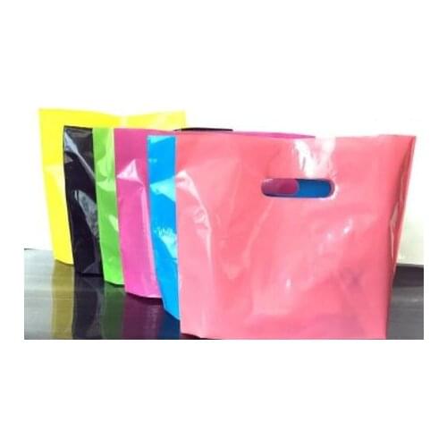 Custom Cheap Small large Gift jewerly plastic bags with handle colorful gift bags with handles,pink black plastic shopping bag
