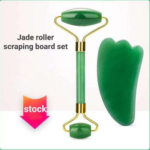 Manufacturers direct Dongling jade roller horn scraping plate gift box set natural jade double head massage roller
