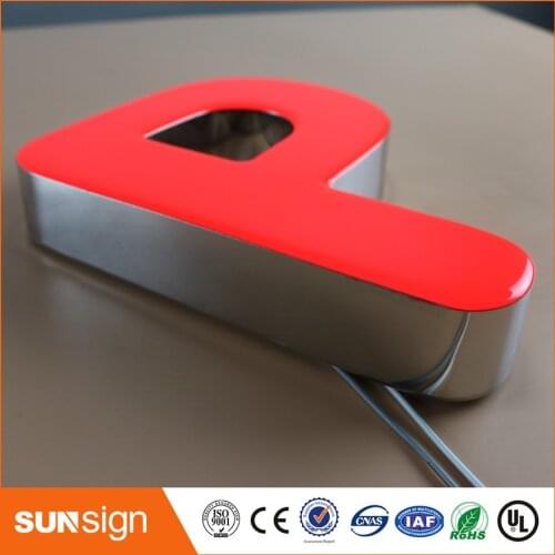 Stainless steel led frontlit illuminated epoxy resin led letter sign