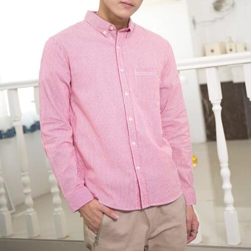 MRMT 2021 Brand New Autumn Mens Shirts with Shirt for Male Cotton Crease-resistant Stripes Long-sleeved Tops Shirts