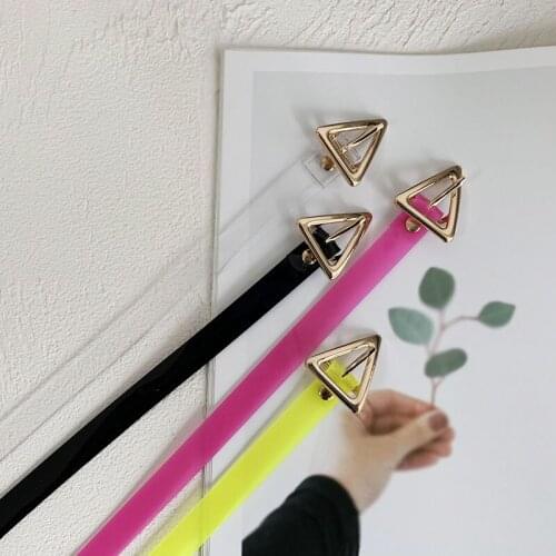 New Women PVC Transparent Thin Belt Metal Triangle Buckle Knotted Waist Straps Designer Lady Girl Dress All-match Waistband
