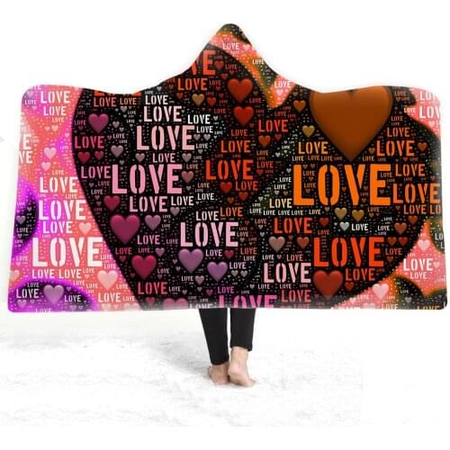 Love Hooded Blanket 3D printed Wearable Blanket Adults Kids Various Types Hooded Blanket Wearable