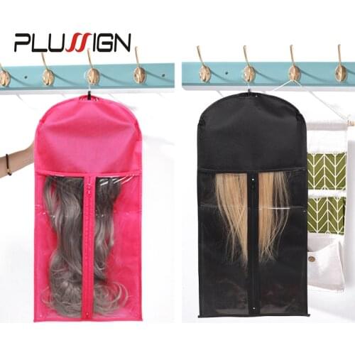 Wig Storage Bag With Hanger Non-Woven Suit Case Bag Package With Wooden Hanger For Virgin Hair Weft & Clip In Hair Extension