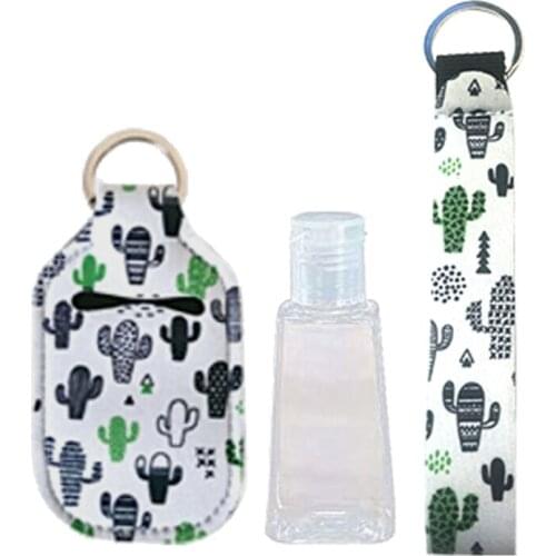 Portable 1 oz Refillable Empty Travel Bottles with Wristlet Keychain Holder Set