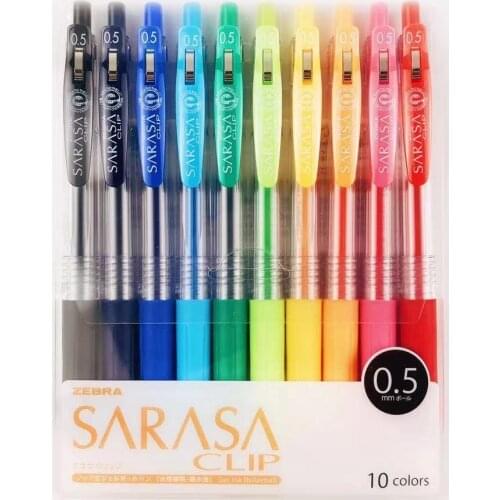 1 set Zebra JJ15 Gel Pen SARASA Clip Press Colorful Neutral Pen Writing Pens 0.5mm Japan 10 Colors Office School Supplies