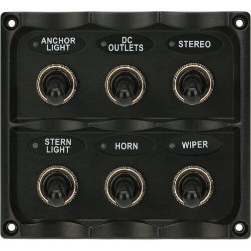 S8006-J 12V-24V Waterproof 6-Gang Toggle Switch Panel with Fuse LED Indicators DIY Switch for Car Boat Marine Motorcycle