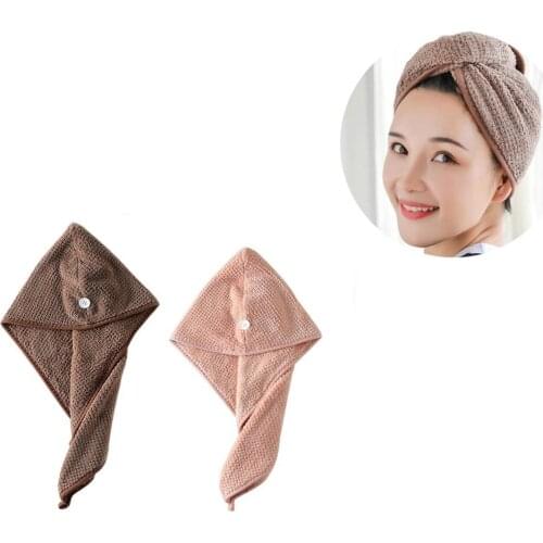 2PCS Women Towel Cap Quick Dry Hair Wrap Microfiber Shower Cap Bathing Magic Drying Hat rapid-drying Salon Towel #1007