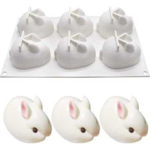 50pcs Cute 6 rabbits silicone molds cake mould chocolate baking tools 17x29.5cm