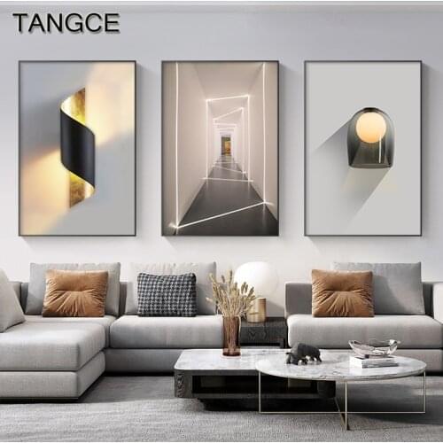 Modern Building Posters Stereoscopic Space Art Canvas Painting Prints Nordic Light and Shadow Wall Art Pictures for Living Room