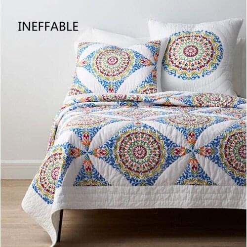 100% cotton Quilted Bohemian style Bedspread Bed Cover Bed Sheet size 223x230cm and 274x234cm blanket Pillowcases 3pcs