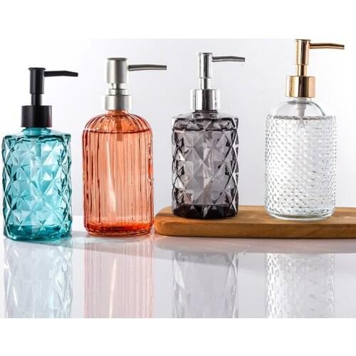 Glass hand washing liquid bottle pump shampoo conditioner repackaging European shower gel bottles press type cosmetics bottles