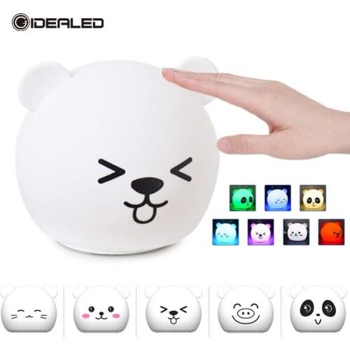 LED night lights Silicone night light customized usb charging bedside panda lamp cartoon touch sensitive atmosphere lamp