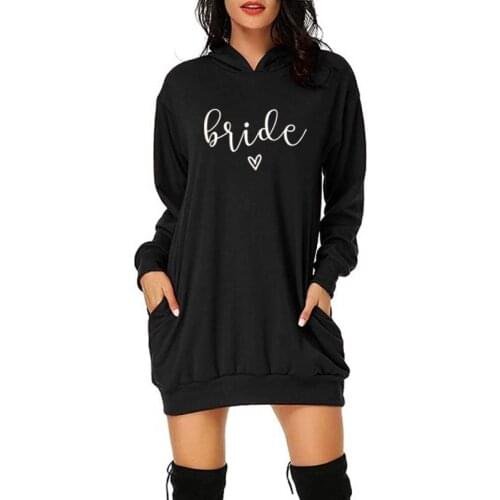 Team Bride Print Women Long Sleeve Hoodies Bachelorette Wedding Party Graphic Sweatshirt Pocket Harajuku Female Dress Top Hoodie