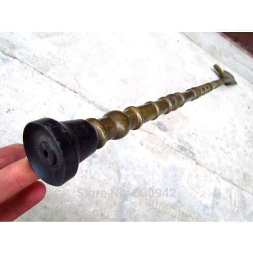 Brass Pure Copper Brass Grandpa Good Lucky Vintage Sturdy Chinese Copper Walking Stick bamboo joint Cane Pigeon Head Handle