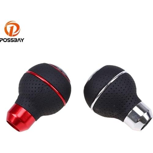 POSSBAY Universal Car Shift Lever Artificial Leather + Aluminum Gear Shift Knob 5-Speed Gear Sticker for Skoda Peugeot VW Passat