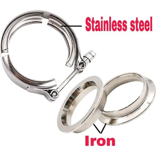 Universal Stainless Steel Exhaust Clamp with 2,2.5, 3, 3.5, 4 Inch Iron Flange Turbo Exhaust Pipe V-Band Clamp Sets Dump Valve
